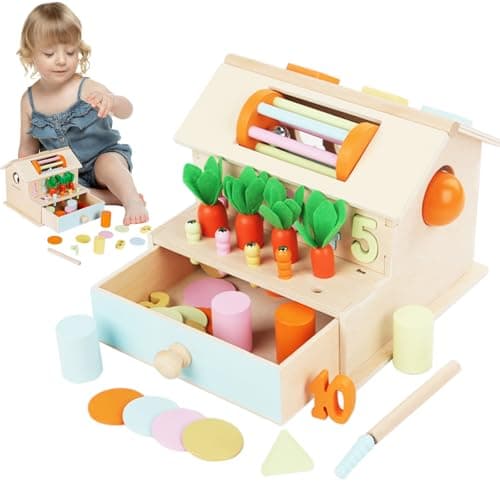Joellfuner 8 en 1 Jouet Montessori, Jouets Montessori en Bois, Jouet Enfant Montessori 1-5 Ans Garçon Fille, Noël Cadeaux Enfants d'anniversaire (8 en 1)