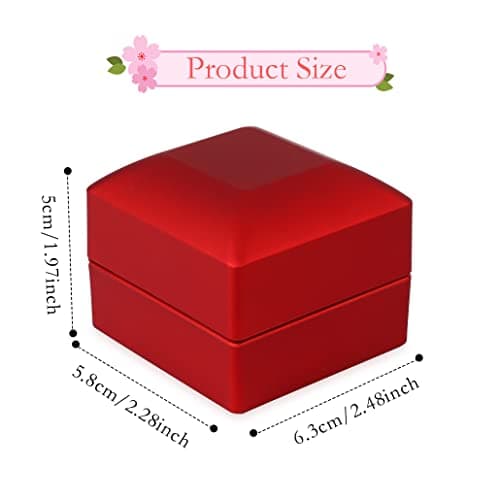 iSuperb 2PK Light LED Anneaux Boîte à Bijoux Boucles D'oreilles Anneau Coffret Cadeau Fiançailles Bague De Mariage Boîtes Présentoir De Bijoux Étui Organisateur Jewelry Ring Box (Rouge)