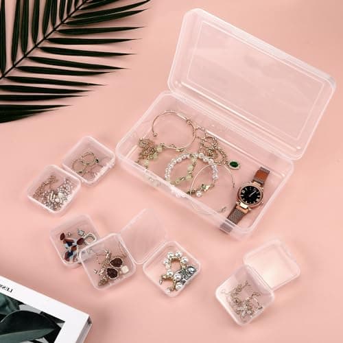 Auauraintt Petite Boite, 18 Petites Boîtes de Rangement et 1 Grande Boîte de Rangement avec Couvercle, Petite Boite Plastique Pouvant Contenir des Perles, des Bijoux et Divers Petits Objets