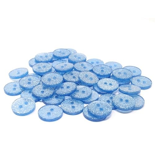 Special Touches Lot de 50 boutons ronds en résine Bleu pailleté 15 mm