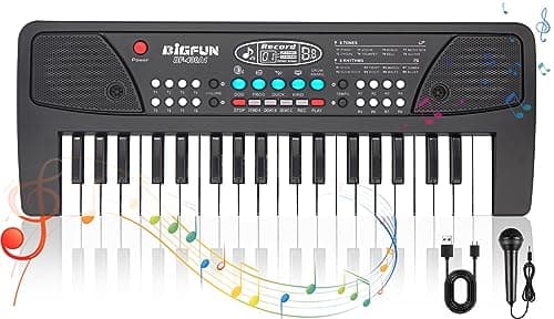 37 Touches de Piano pour Enfants avec Microphone,Clavier de Piano pour Enfants,Initiation à la Musique,Clavier électronique pour Enfants de 3 4 5 6 7 8 Ans,Cadeaux pour Garçons/Filles/Débutants