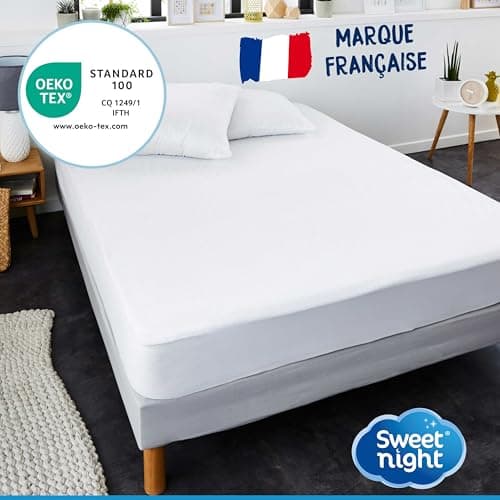 SWEET NIGHT Sweetnight - Protège Matelas 180x200 cm | Bouclette en Coton | Alèse Imperméable et Absorbante | Respirant et Silencieux | Compatible Grands Bonnets