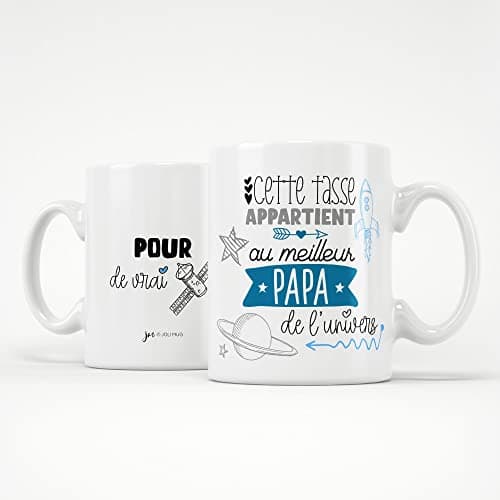 ÉNJA Création. Mug papa. Papa/Tasse – Le meilleure de l'univers - Futur papa - Cadeau anniversaire Cadeau original. Céramique haute qualité 11oz - 320 ML (PAPA)