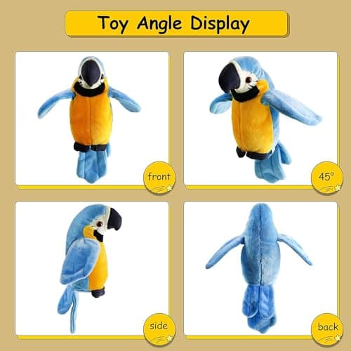 Sunshine smile Perroquet Parlant en Peluche,Jouet électrique Perroquet Parlant,Electrique Peluche Qui Danse,Mignon Jouet Peluche Electrique,Jouet Électronique en Peluche,Interactive Perroquet Ailes