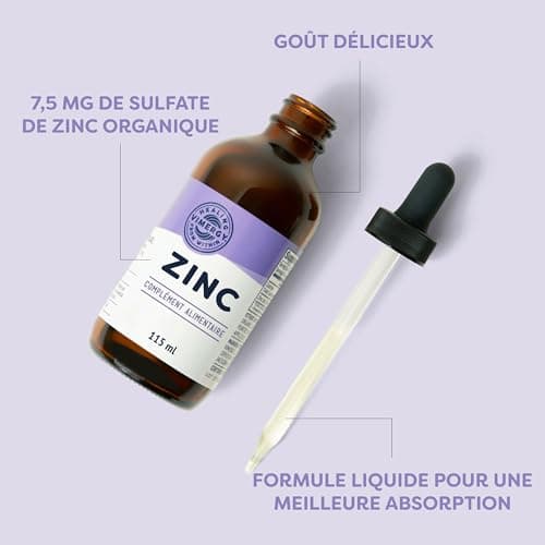 Vimergy Zinc Liquide 115 ml – 57 Portions – Complément de Zinc Liquide – Bon pour le Métabolisme et les Os – Antioxydant – Sans Sucre Raffiné – Sans Gluten, Sans OGM, Végan, Paléo-Amical