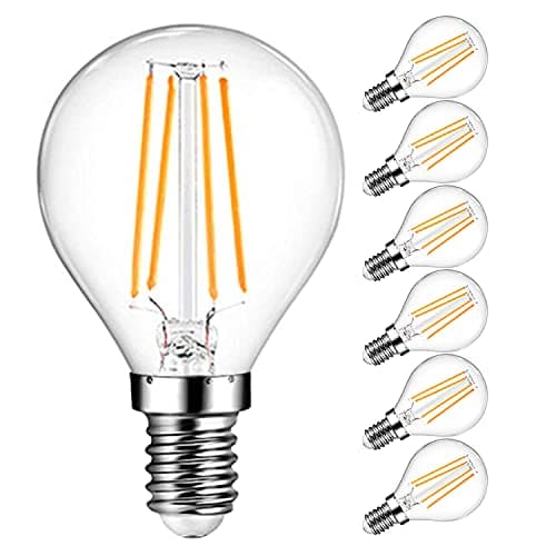 EXTRASTAR Ampoule LED Filament E14 G45, 6W Equivalente à Ampoule Halogène Vintage 60W, Blanc Chaud 750Lm 3000K, Non Dimmable, Lot de 6
