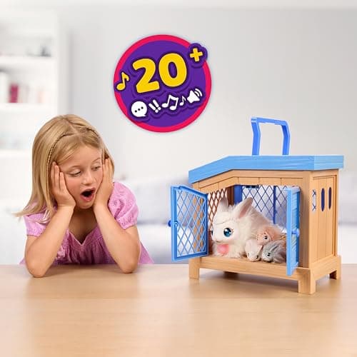 Little Live Pets Mama Surprise - Lapin Occupe-toi de la Maman Elle Attend 3 bébés ! Lapin interactif et Set de Jeu clapier Plus de 20 Sons et réactions Accessoires pour Les bébés À partir de 4 Ans