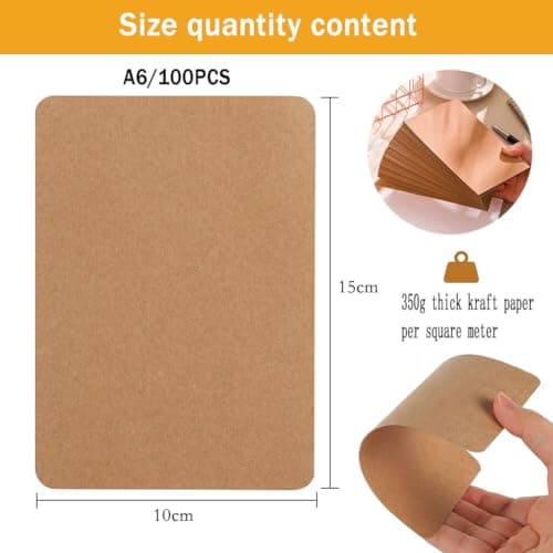 100 Pièces Carte Vierge en Papier Kraft A6 Carte en Papier Kraft Vintage Marron 15 x 10 cm Fiches Cartes Flash Cartes de Vœux Cartes Postales Bourrages D'enveloppes 350 g/m2 Épais Papier Craft