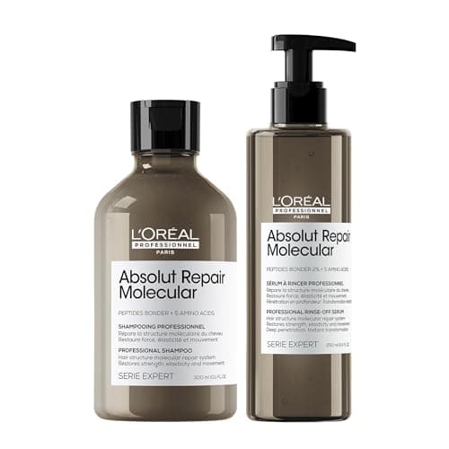 L’Oréal Professionnel, Routine Réparatrice Absolut Repair Molecular pour Tous Types de Cheveux Abîmés, Répare 2 ans de Dommages en Une Application, Formule brevetée, Shampoing + Sérum