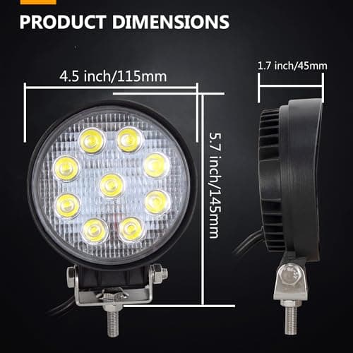 AUXTINGS 10 Pieces 10 cm 27W Spot Rond Barre Lumineuse LED Lampe de Travail Bar Off Road camions SUV Conduite Feux de Brouillard 12V 24V