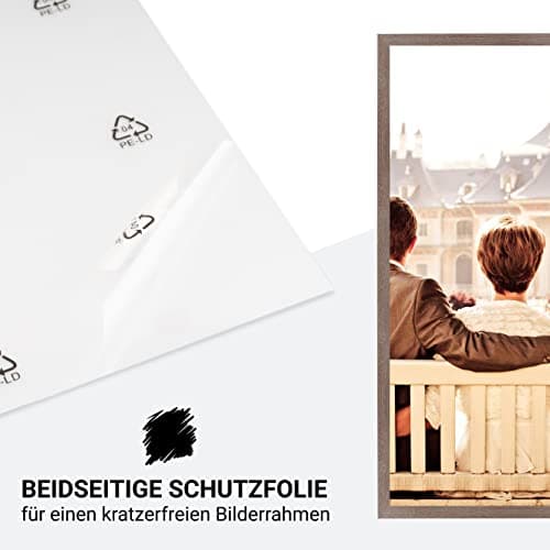 CABBEL Lot de 2 cadre photo 50x70 Cadre en bois MDF avec verre acrylique incassable en Chêne foncé