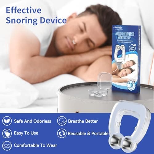 Annsky Anti Ronflement Efficace Puissant, Lot De 10 Pince-Nez Dispositifs Anti-Ronflement Pour Hommes Et Femmes, Pince Nez MagnéTique En Silicone Pour Une Meilleure Respiration Et Un Sommeil