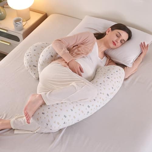 Oreiller de grossesse pour dormir – Oreiller de grossesse pour le dos, les hanches, les jambes, oreiller de maternité doux pour femme enceinte, double cale amovible et réglable avec housse d'oreiller