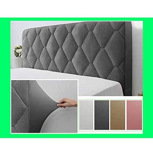 Smingm Housse de Tête de Lit, Couverture de Tête de Lit Protecteur Housse Décorative Chambre à Coucher épaissi Pack Souple Anti-poussière Couvertur Stretch Housse,Gris,160cm(63inch)