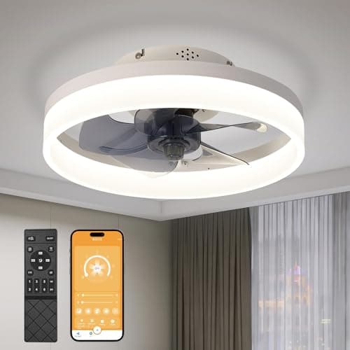 MOSSCO Silencieux Ventilateur Plafond 50 cm, Ventilateur de Plafond avec Telecommande, 6 Vitesses et vent Réversible,LED Dimmable, 3 Températures de Couleur en Option