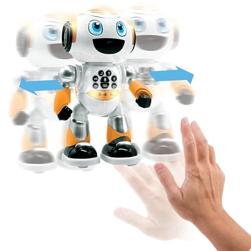 Lexibook, Powerman® Advance, Robot télécommandé, jouet interactif et éducatif pour enfants, marche, danse, joue de la musique, raconte des histoires, quiz éducatifs, programmable STEM, Orange, ROB29FR