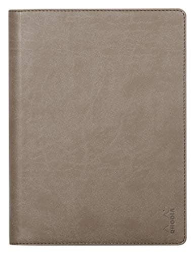 RHODIA 216002C - Livret Porte-Bloc et Porte-Documents N°16 Taupe - pour Bloc-Notes ou Carnets de Format A5 17,5 x 23,5 cm (14,8x21 cm) - Simili Cuir Italien Premium - Collection