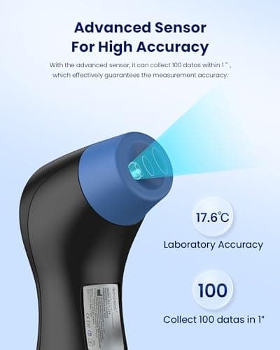 Thermomètre Frontal Bebe et Adultes, Thermometre Medical Numérique sans Contact pour la Fièvre, Thermomètre Infrarouge précis Instantané à l'opération Simple Noir