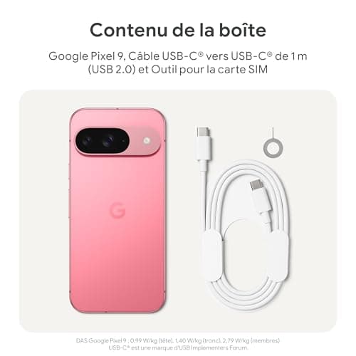 Google Pixel 9 – Smartphone Android débloqué avec Gemini, Appareil Photo avancé, 24 Heures d'autonomie et écran Actua 6,3 Pouces – Noir Volcanique, 256GB