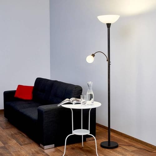 Lindby Lampadaire Elaina (Moderne) en Marron Métal e. a. pour Salon & Salle à manger (à 2 lampes, E27) lampe sur pied de salon lampadaire éclairage indirect