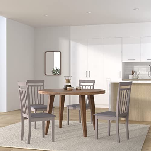 Homely - Pack de 2 chaises de Salle à Manger ou de Cuisine Kansas, Structure en Bois laqué Gris Clair, Assise recouverte de Tissu Gris, 40,5x48,5x89 cm