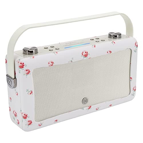 VQ Cath Kidston Hepburn Voice Alexa Enceinte Connectée Enceinte Bluetooth Intelligente, Portable et Puissante de 20 W avec Port de Charge USB et 8 Heures D'autonomie de Lecture - Rose Dispersée