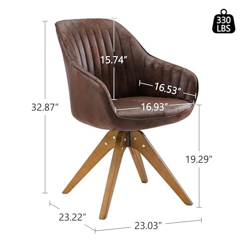 Zouron Chaise de Salle à Manger avec Pieds en Bois (Velours),Chaise pivotante, Chaise de Cuisine, Chaise de Salon avec accoudoirs, Chaise de Bureau à Domicile, Marron foncé