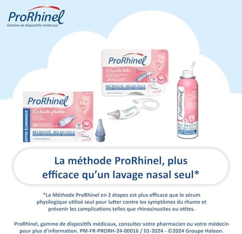 Prorhinel Coffret Fidélité Maman, Hygiène du Nez Bébé Contient Un Mouche Bébé et 3 Boites d'Embouts Jetables, Doux Hygiénique, Fabriqué en France