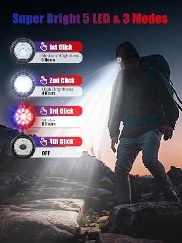 UNBON Cadeau Homme Original, Cadeau Noël Homme, Bonnet Lampe Frontale, Bonnet LED Rechargeable avec 3Luminosités, Idée Cadeau Homme Utile Bonnet avec Lumière, Cadeau Anniversaire pour Homme Femme Papa