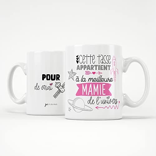 ÉNJA Création. Mug grand-mère Mamie/Tasse – La meilleure de l'univers Future mamie/grand-mère - Cadeau anniversaire Cadeau original Céramique haute qualité 11oz 320ML (MAMIE)