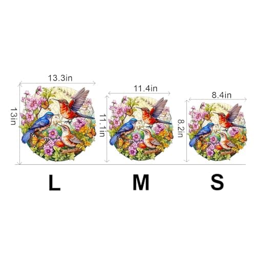 Blumuze Puzzle Bois Adulte 290pcs,Oiseaux et Papillons Puzzle en Bois Animaux, Puzzles en Bois Animal Unique pour Adulte, Wooden Puzzles L-13.3 * 13in