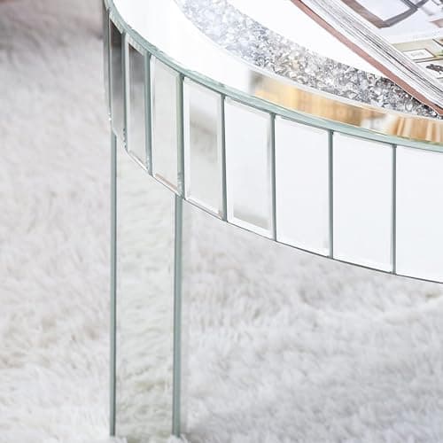 Artloge Table Basse Salon Ronde: Table Basse Argenté en Verre avec Diamants Table d'Appoint Moderne Design en Miroir pour Chambre Café Bureau - 60×60×50CM