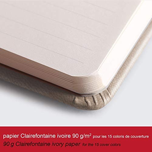 RHODIA 118753C - Carnet Rigide Coquelicot - A5 14,8 x 21 cm - Ligné - 192 pages - Papier Clairefontaine Ivoire 90 g/m2 - Marque-Page, Fermeture Élastique - Couverture Simili Cuir