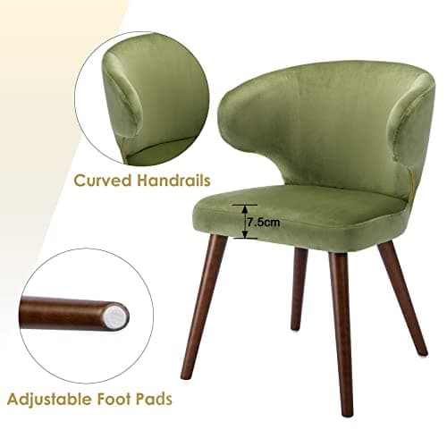 chairus Chaise Cuisine en Velours Lot de 4 Chaises de Salle à Manger Capitonné avec Pieds en Bois Modern Chaise de Chambre (Vert-4(Velours))