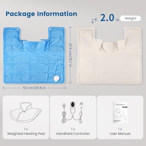 Fdlscpem Coussin Chauffant dos Electrique Epaule et Nuque 52×47cm, 10 Niveaux de Chaleur, 3 Minuterie d'arrêt Automatique, Soulager la Douleur Cou, Épaules et Dos, Chauffage Rapide, Lavable en Machine
