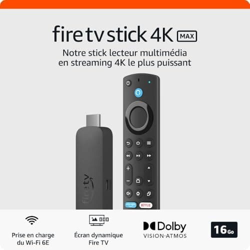 Amazon Fire TV Stick 4K Max (Nouvelle génération) | Appareil de streaming avec fonctionnalité Écran dynamique et prenant en charge le Wi-Fi 6E