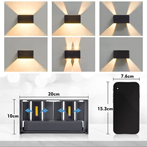 CELAVY Applique Murale Extérieur Intérieur LED, IP65 Étanche Luminaire Extérieure Intérieure, Moderne Lampe Mural, 3000K Réglable Éclairage Lumière d'Extérieur Aluminium, Anthracite