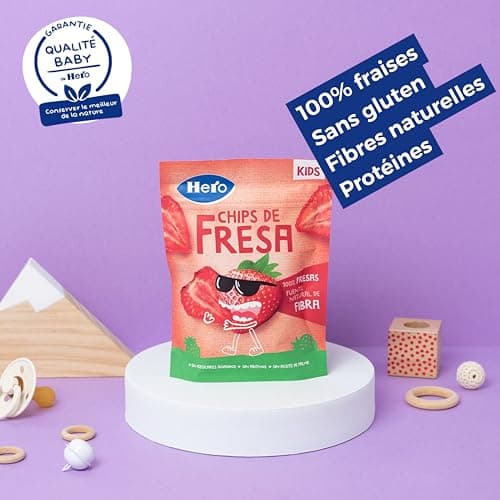 Hero Solo - Snack BIO Chips de 100% Fraise, Sans Sucre Ajouté, Sans Gluten et Allergenes, Sans Huile de Palme, Origine Naturalle, Produit Écologique - Pack de 12x12gr