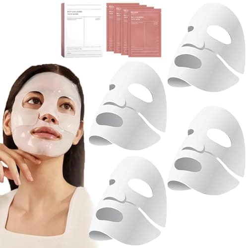 4 Pcs Bio-Collagen Real Deep Mask, Masque Collagene Korean, Anti-âge Mask Collagen, Collagène Masque Soluble, Masque Hydratant Visage pour les Peaux Sèches Ternes