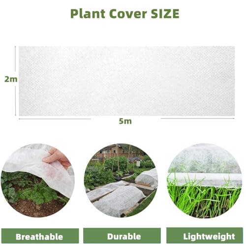 Trlyane Voile d'Hivernage pour Plantes Exterieur 2m x 5m, Non-tissée de Protection Hivernale, en Tissu Non Tissé 30 g/m2, Protège Les Plantes, Fleurs et Légumes du Froid, du Gel et du Vent