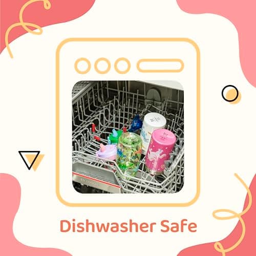 bzyoo Bouteille d'eau pour enfants 473,6 g – Étanche et facile à ouvrir ! Rose avec motifs de licorne mignons. Dispose d'une poignée et d'une fermeture sécurisée. Comprend une paille pratique pour une