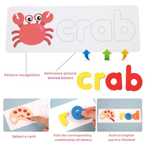 ChaneeHann Alphabet Enfant,Lettres de Scrabble,Puzzle Alphabet-28 Cartes 52 Blocs de Lettres,Montessori PréScolaire Apprentissage PréCoce Cadeau éDucatif,Jeux Educatif 3-8 Ans,Jouet Enfant éDucatif