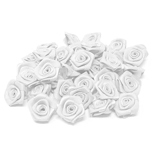Fleurs de décoration à ruban de satin rose de 25 mm