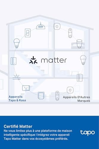 Tapo Matter Prise Connectée WiFi, Suivi de consommation, 16A Type E, Fonctionne avec Alexa, Contrôler le radiateur, le chauffage, Économie d'énergie, Tapo P110MA(FR)