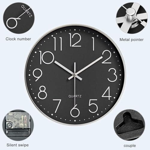 Gentpovth 8 Pouces Ronde en Horloge Murale numérique, Conception Simple et élégante, Horloge Murale silencieuse sans Tic-tac, avec Panneau en Verre Transparent, pour Salon,Chambre,Bureau,Cuisine...