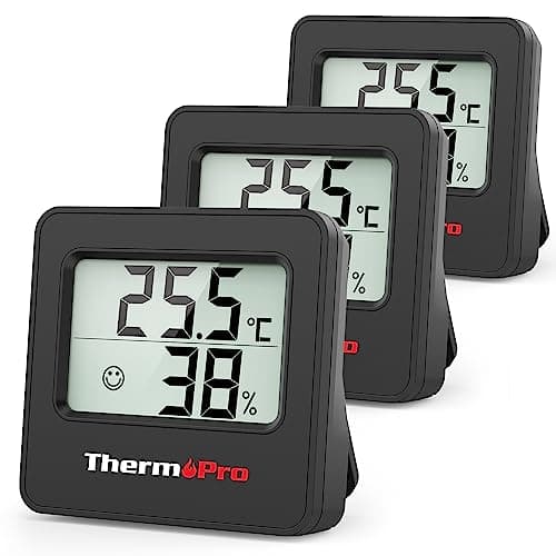 ThermoPro TP157-3 Hygromètre Digital Thermometre Interieur, Thermomètre Chambre Bébé avec Capteur d'humidité de Température et Icône de Visage Indicateur de Confort pour Serre, Cave à Vin, Bureau