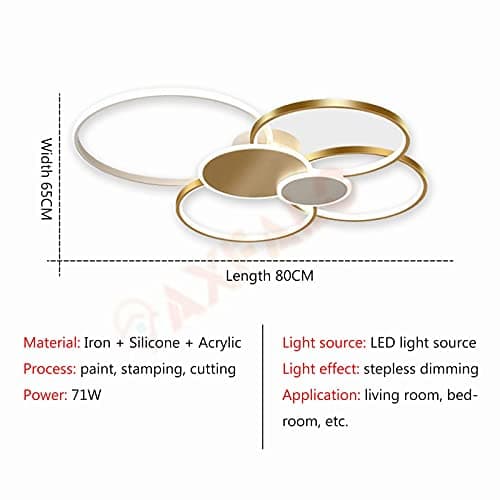 Plafonnier LED à intensité variable 71W avec télécommande, 2700K - 6500K Lampe de forme ronde moderne pour salon, chambre, cuisine