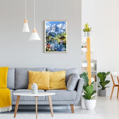 GDYEEH 5D Montagne Diamond Painting, DIY Rivière Broderie Diamant Painting Complet, Cabane Art du Diamant Peinture Strass Point de Croix Painting pour Adultes Débutants Murale Décor 30x40 cm