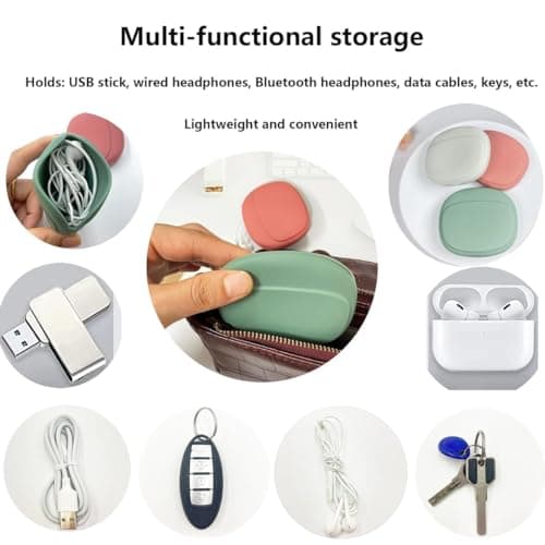 JJiaoLinin Mini Pochette, 4 Pièces Organisateur de Câble, étui pour Casque en Silicone, Petit étui de Rangement, pour Écouteurs Étui pour Écouteurs Mini Sac de Rangement Mini Boîte à Clés