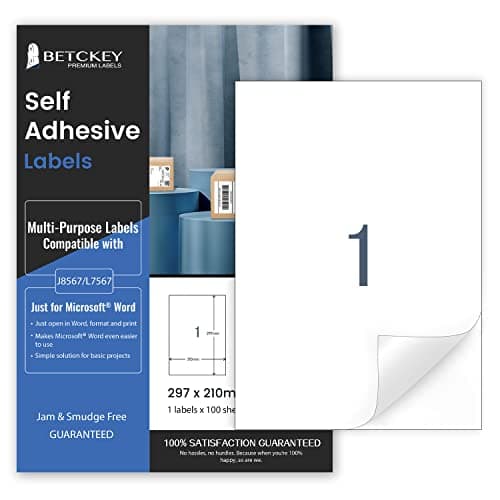 20 feuilles A4 Autocollante Imprimables, Étiquette Pleine Page Blanche Mate 210x297mm Pour Imprimantes Laser et Jet d'encre